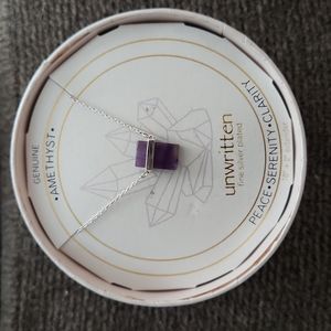 Unwritten Fine Silver Plated Genuine Stone Necklace, 16"+2" Extender